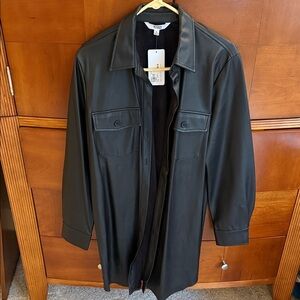 NWT BB Dakota Black vegan Leather Shirt Jacket